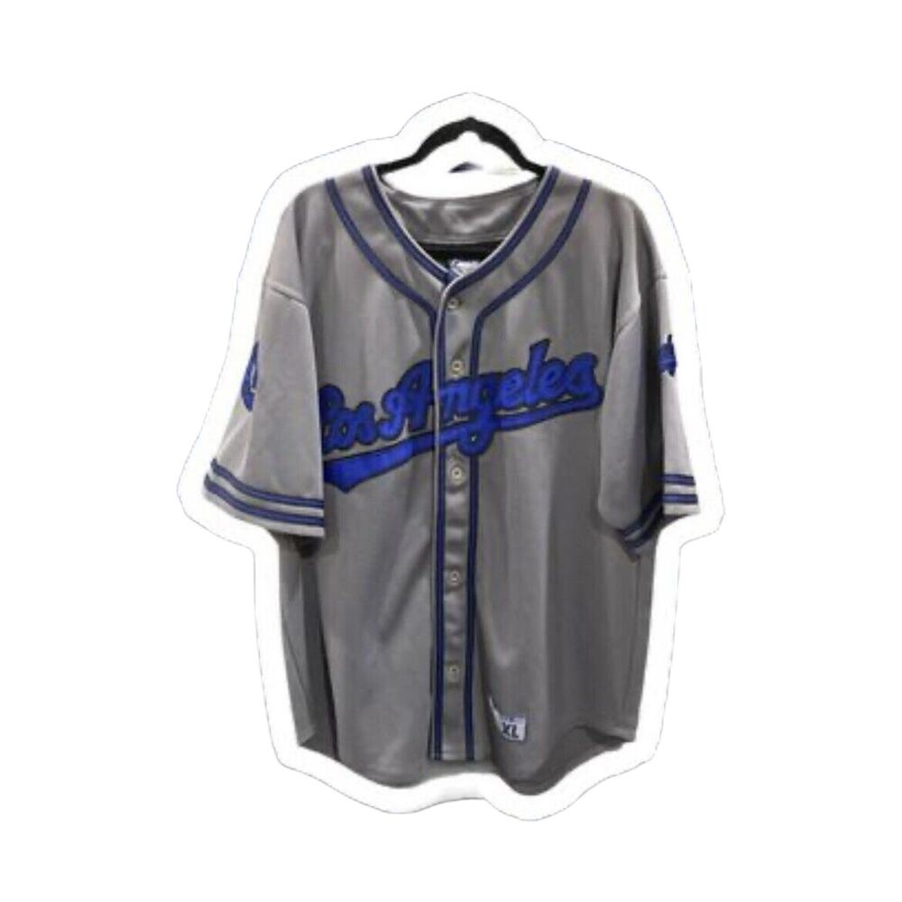 Dodgers Jersey Los Angeles Sz Mens Large Official Stadium Gear LA MLB Grey Blue